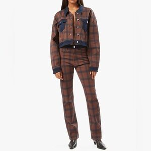 WeWoreWhat Color Block Modern Plaid Stretch Twill Icon Jeans, size 26, BNWT